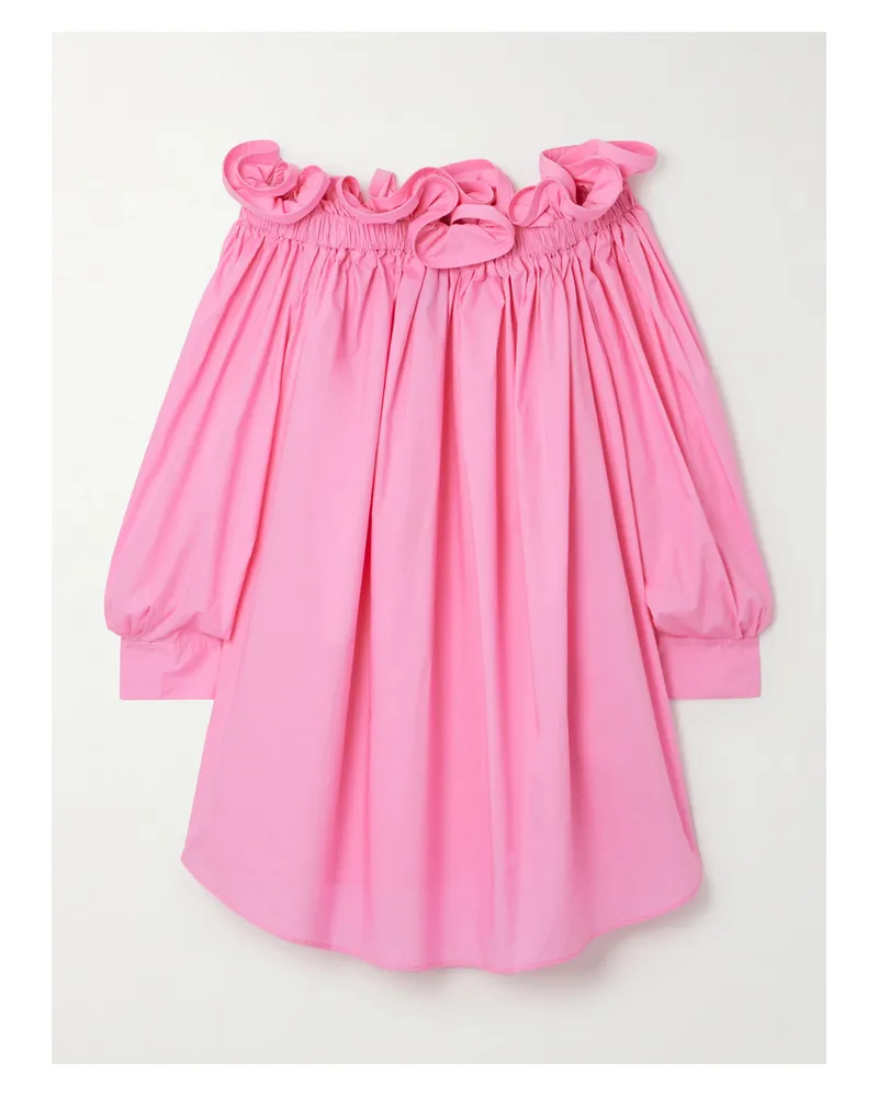 AZ FACTORY Lutz Huelle Theodora Schulterfreies Minikleid Aus Baumwollpopeline Mit Rüschen - Pink Pink