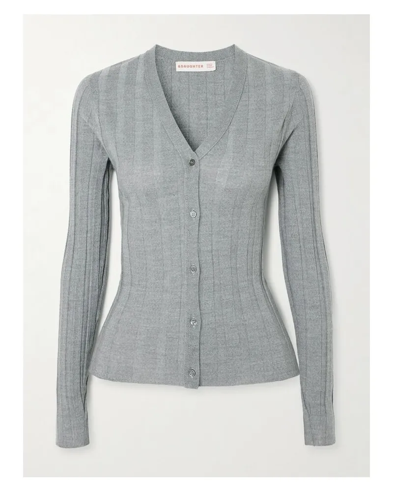 &Daughter Cardigan Aus Wolle In Rippstrick - Grau Grau