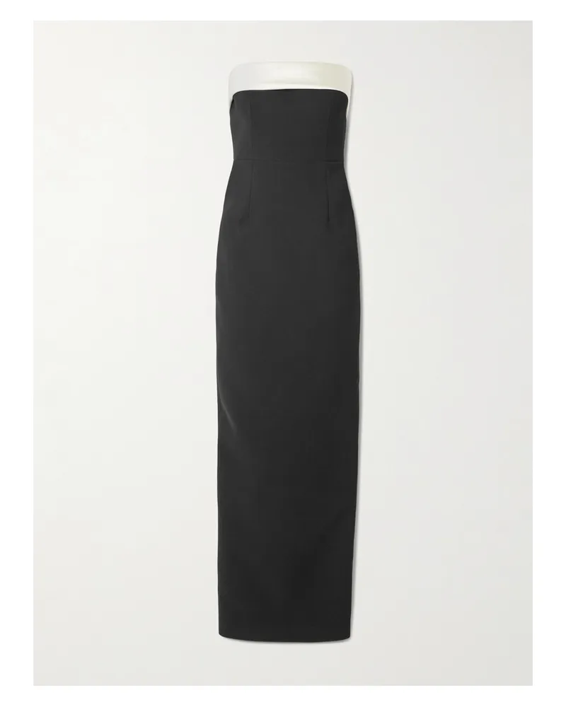 The New Arrivals Ilkyaz Ozel Rhea Trägerlose Robe Aus Crêpe Mit Satinbesatz - Schwarz Schwarz