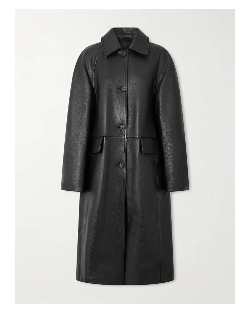 Totême Paneled Textured-leather Coat - Black Black