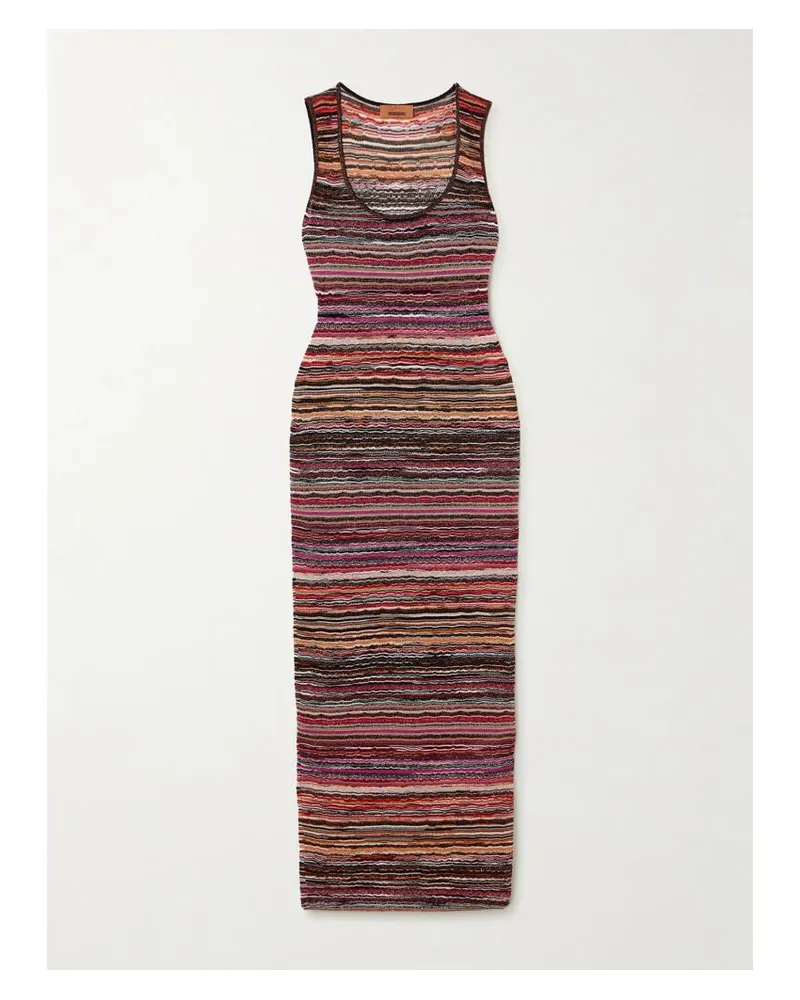 Missoni Mare Maxikleid Aus Gestreiftem Metallic-häkelstrick - Mehrfarbig Mehrfarbig