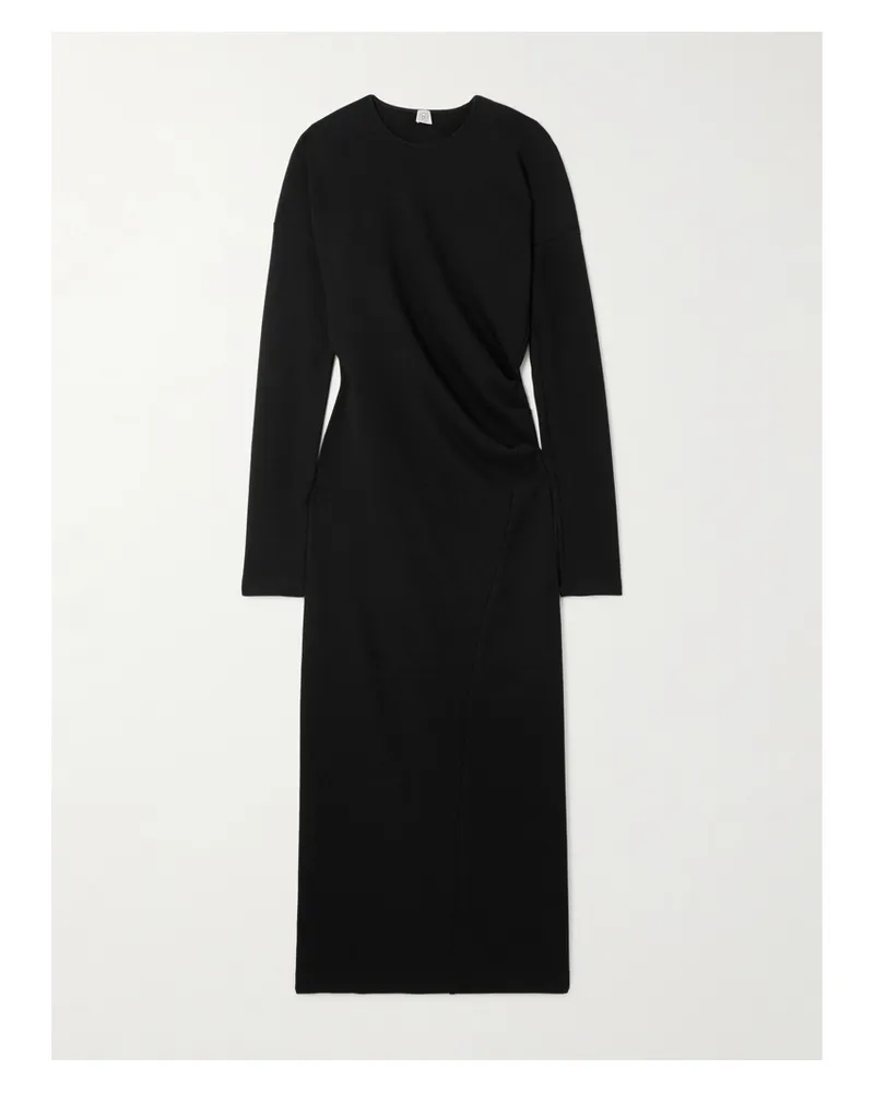 Totême Asymmetrisches Midikleid Aus Jersey Mit Raffungen - Schwarz Schwarz