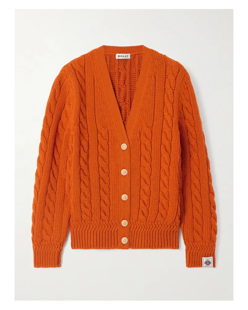 Bally Cardigan Aus Wolle In Zopfstrick - Orange Orange