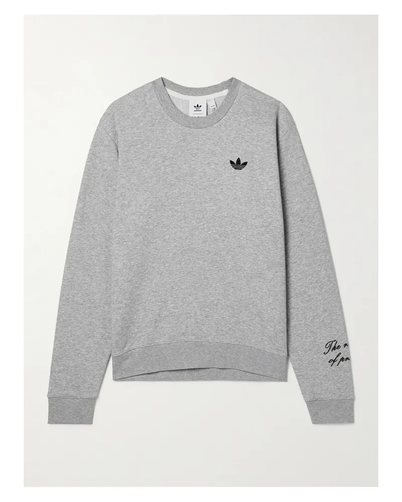 adidas Wales Bonner Sweatshirt Aus Jersey Aus Einer Baumwollmischung Mit Flockprint - Grau Grau