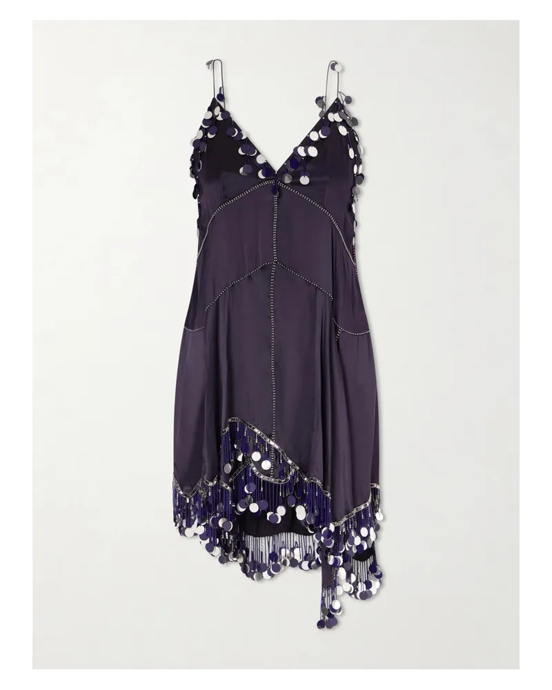 Isabel Marant Asymmetric Sequin-embellished Silk-satin Midi Dress - Purple Purple