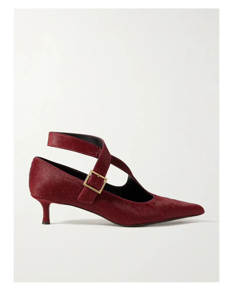 KHAITE Sloan Calf Hair Pumps - Burgundy Burgundy