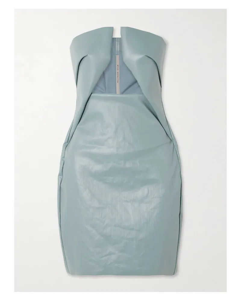 Rick Owens Trägerloses Minikleid Aus Beschichtetem Denim Mit Cut-out - Blau Blau