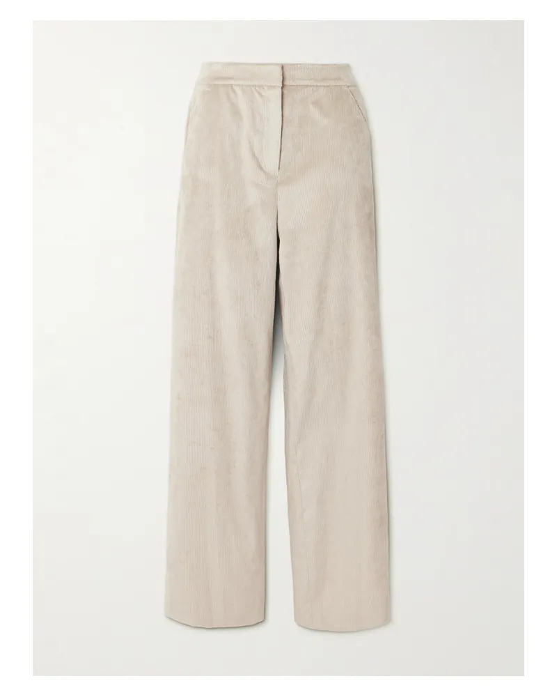 Veronica Beard Grigore Hose Mit Weitem Bein Aus Cord Aus Einer Baumwollmischung - Neutral Neutral