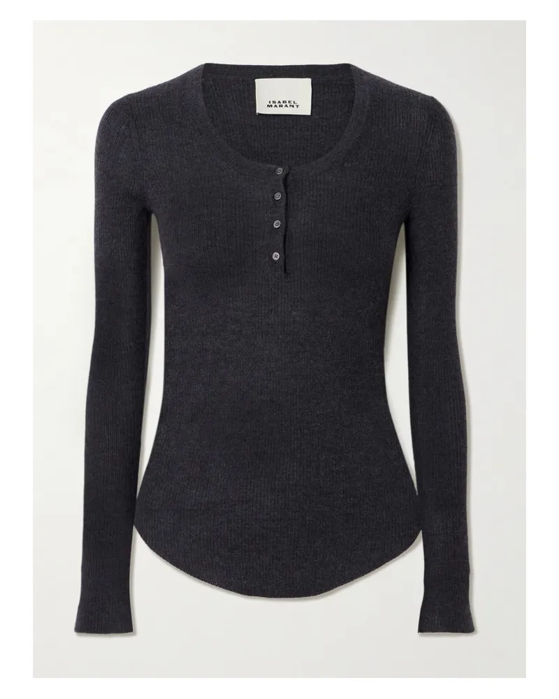 Isabel Marant Idite Henley-oberteil Aus Einer Gerippten Kaschmir-seidenmischung - Grau Grau