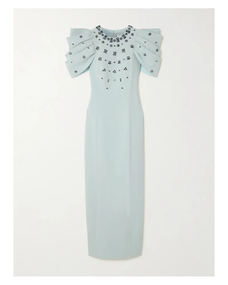 Huishan Zhang Damia Robe Aus Crêpe Mit Recycelten Fasern, Kristallen Und Raffungen - Blau Blau