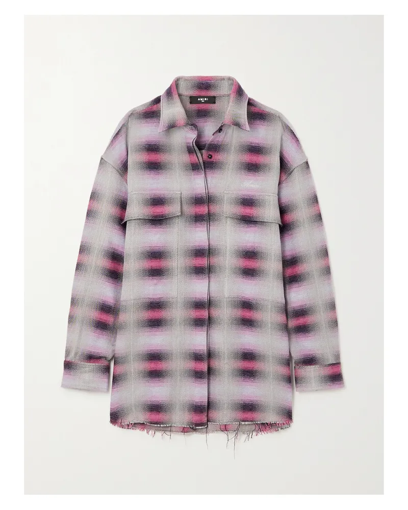 Amiri Hemd Aus Flanell Mit Karomuster In Distressed-optik - Pink Pink