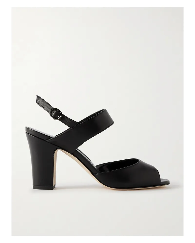 Manolo Blahnik Khiko 90 Leather Slingback Sandals - Black Black