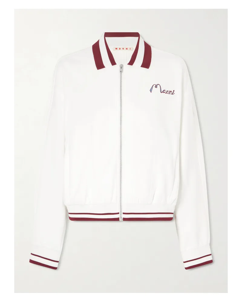 Marni Embroidered Striped Cotton-blend Jacket - White White