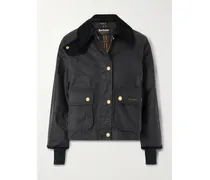 Cropped Corduroy-trimmed Waxed Cotton Jacket - Blue