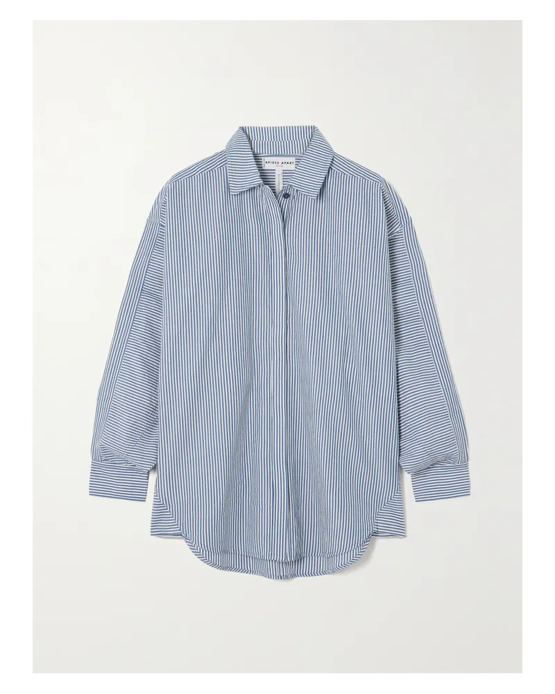 APIECE APART Kaarina Hemd Aus Gestreifter Biobaumwollpopeline - Blau Blau
