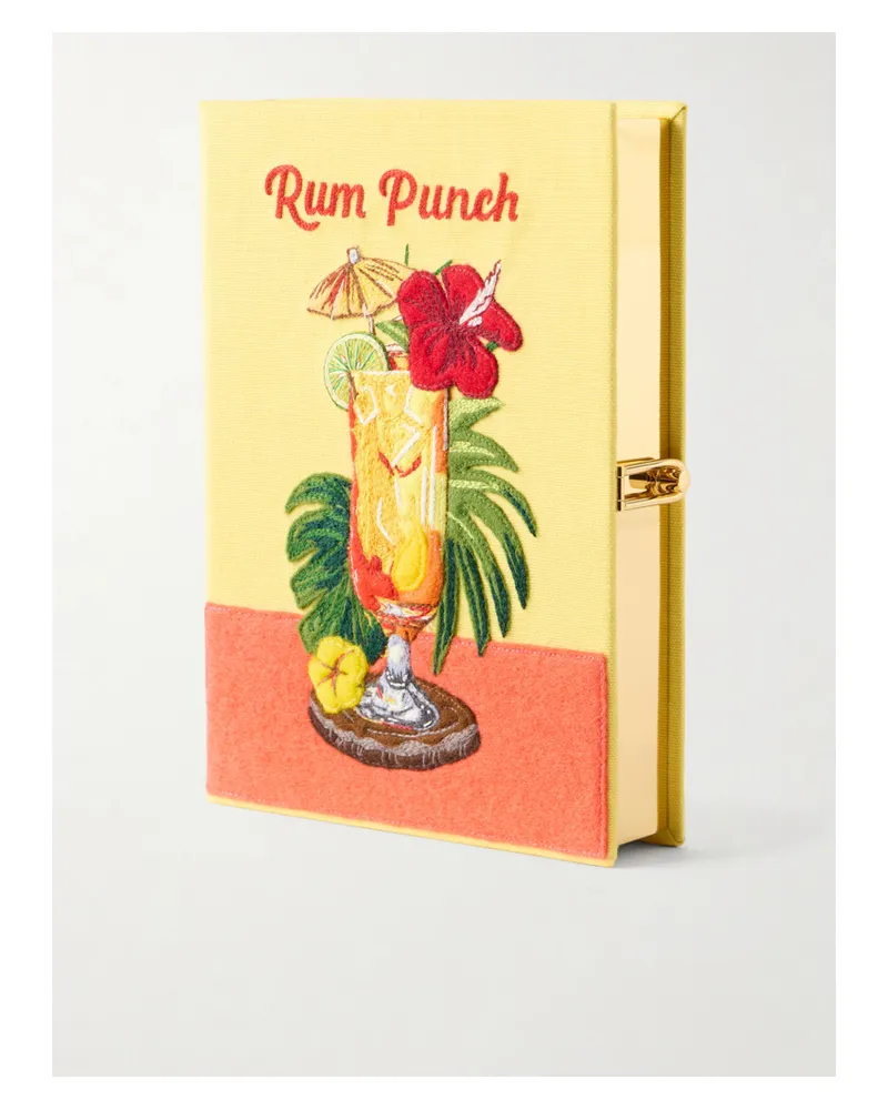 Olympia Le-Tan Rum Punch Appliquéd Embroidered Canvas Clutch - Yellow Yellow