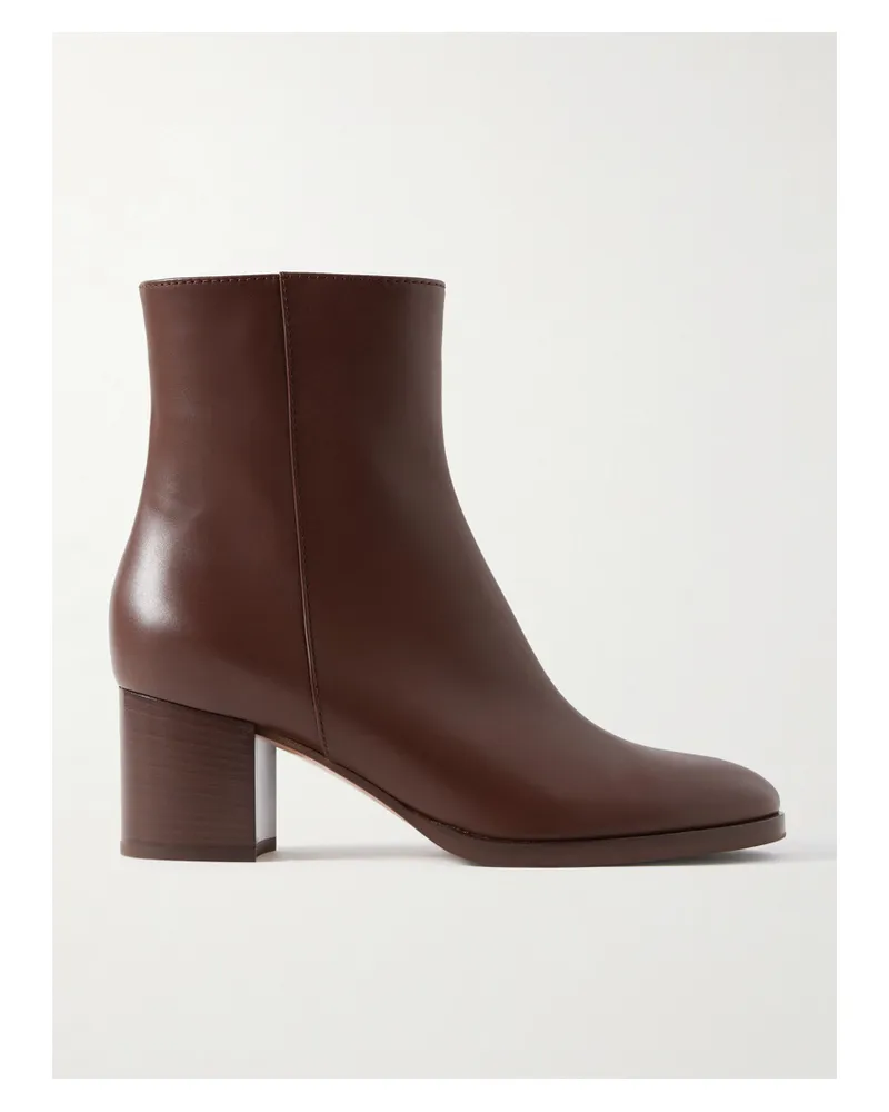 Gianvito Rossi Vitello Glove 55 Leather Ankle Boots - Brown Brown