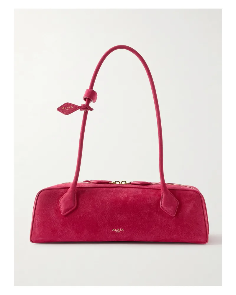 Alaïa Le Teckel Mittelgroße Schultertasche Aus Nubukleder - Pink Pink
