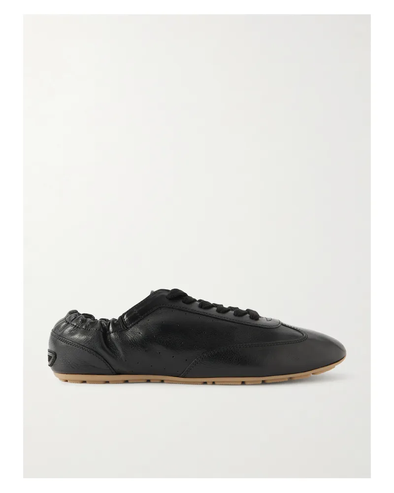 Saint Laurent Lewis Leather Sneakers - Black Black