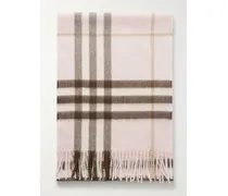 Fringed Checked Cashmere Scarf - Pink