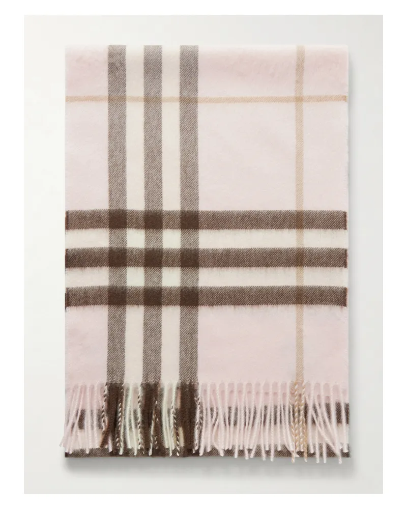 Burberry Karierter Kaschmirschal Mit Fransen - Pink Pink