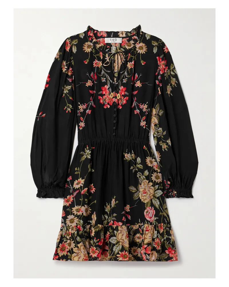 Sea Jolie Minikleid Aus Crêpe De Chine Mit Blumenprint Und Rüschen - Mehrfarbig Mehrfarbig