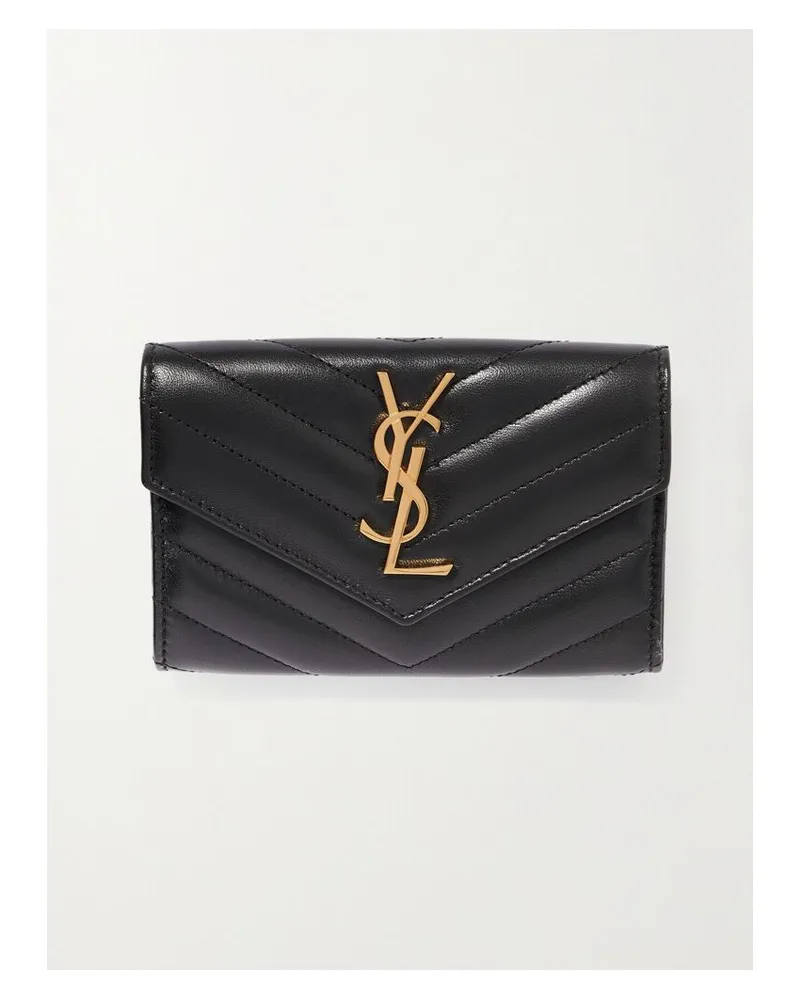 Saint Laurent Cassandre Kleines Portemonnaie Aus Matelassé-leder - Schwarz Schwarz