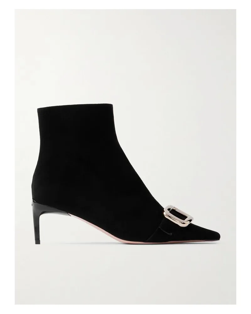 Roger Vivier Viv' Canard 55 Ankle Boots Aus Veloursleder - Schwarz Schwarz