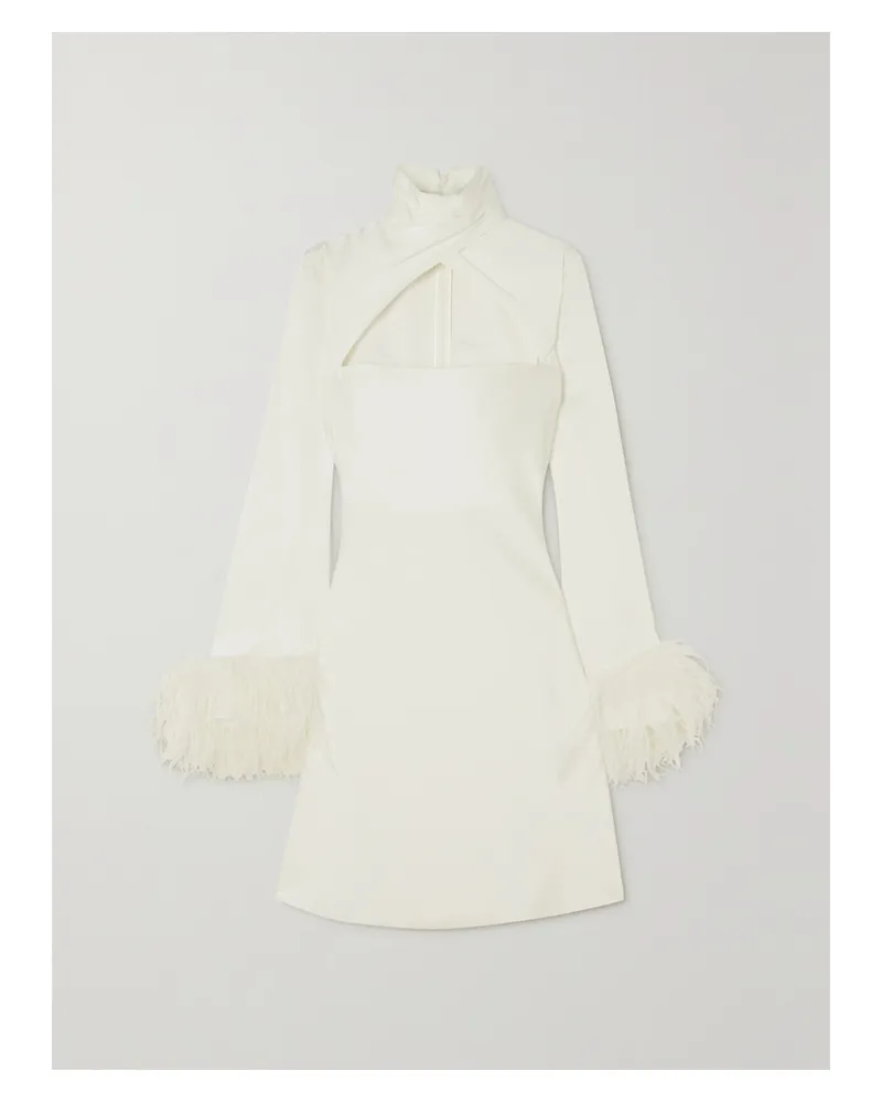 16ARLINGTON Odessa Minikleid Aus Satin Mit Cut-out Und Federn - Elfenbein Elfenbein