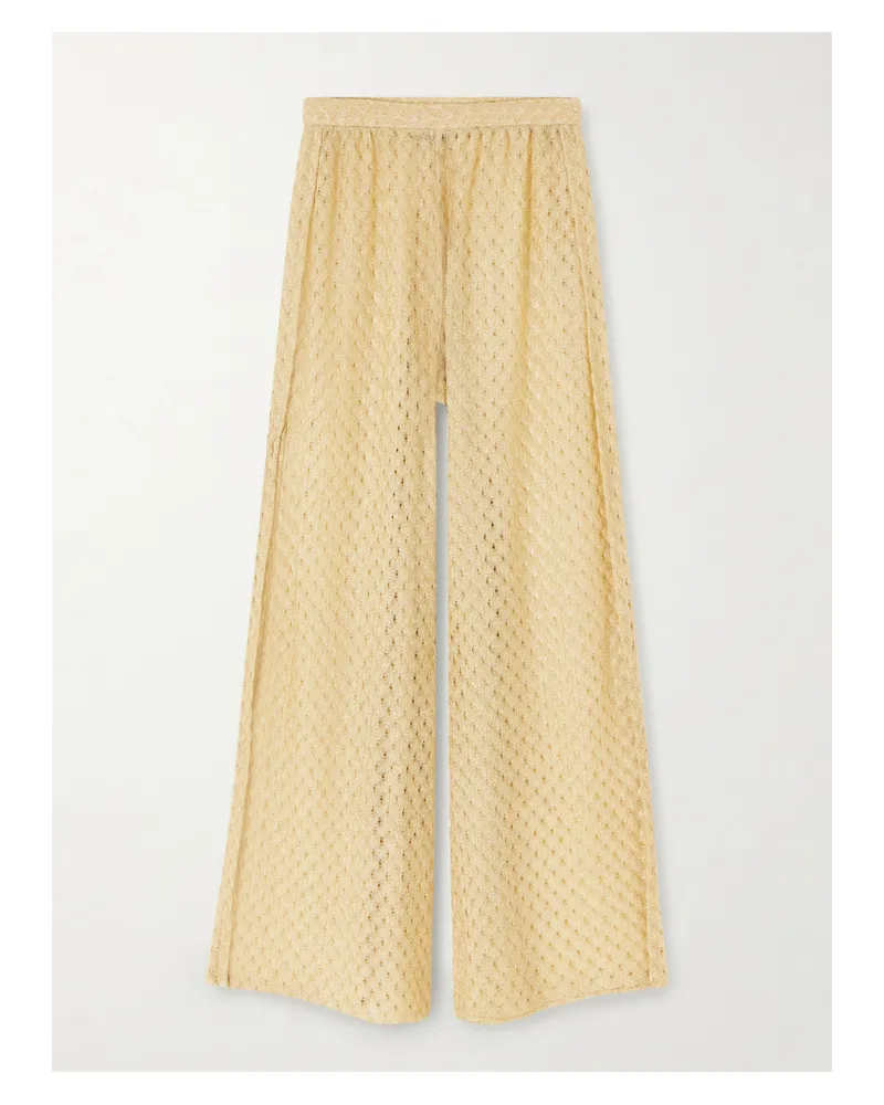 Missoni Mare Hose Mit Weitem Bein Aus Metallic-häkelstrick - Gold Gold