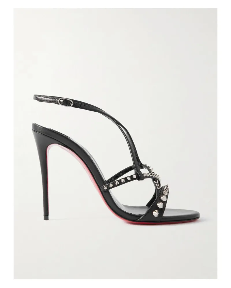 Christian Louboutin Tatooshka 100 Sandalen Aus Lackleder Mit Nieten - Schwarz Schwarz