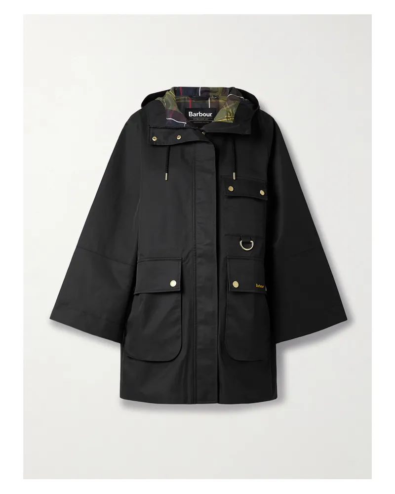 Barbour Arla Hooded Waxed Cotton-blend Coat - Black Black