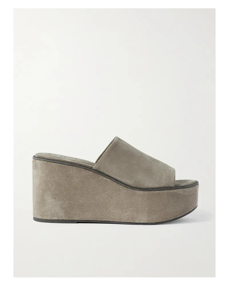 Brunello Cucinelli Mules aus Veloursleder Grau