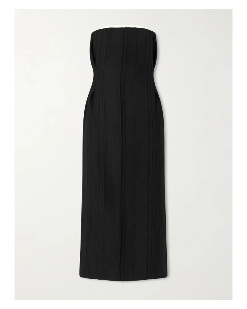 Calvin Klein Naomi Strapless Wool Midi Dress - Black Black