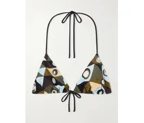 Printed Triangle Bikini Top - Green