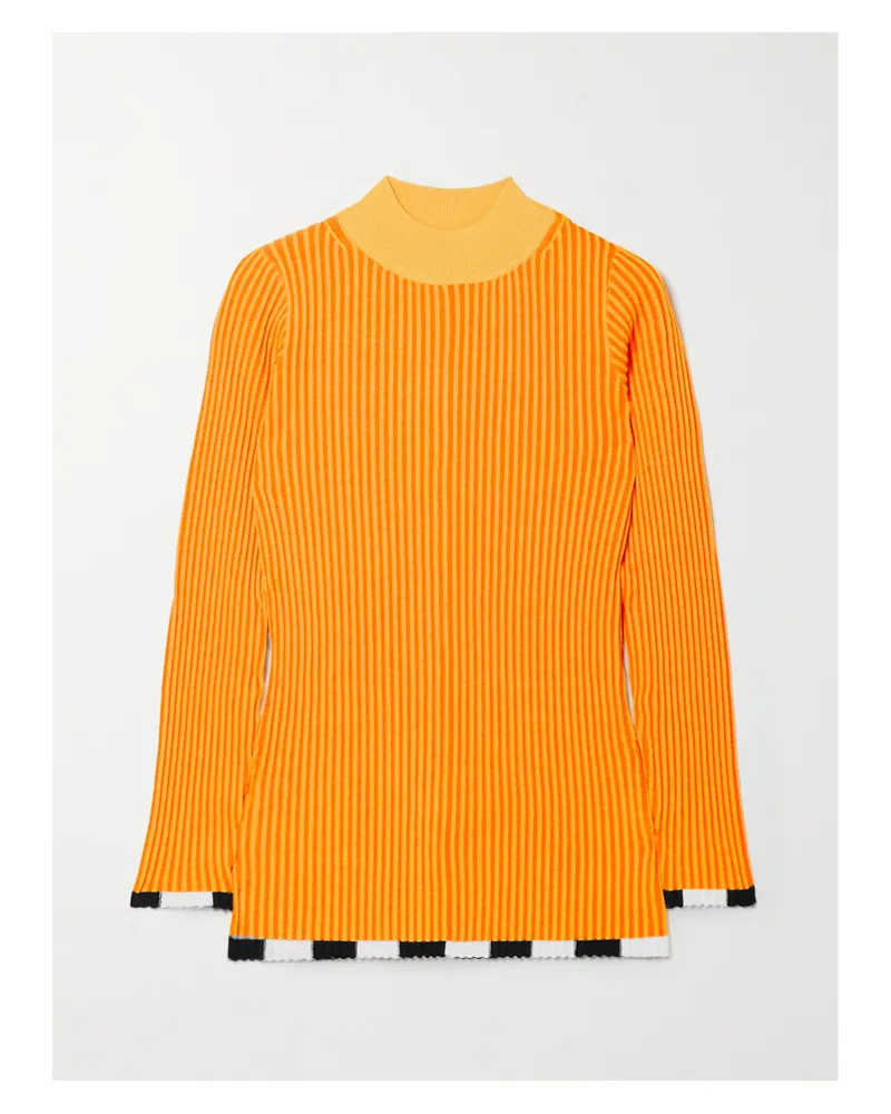Christopher John Rogers Rippstrickpullover Aus Einer Wollmischung In Colour-block-optik - Orange Orange