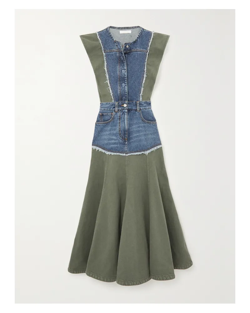 Chloé Midikleid Aus Denim - Blau Blau