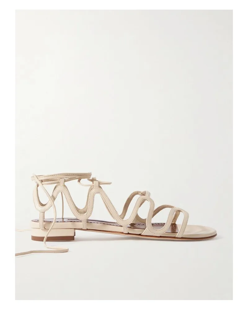 Manolo Blahnik Fawdaflat Sandalen Aus Leder - Creme Creme