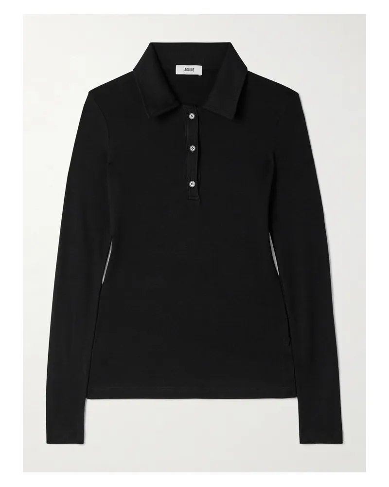 AGOLDE Amos Oberteil Aus Stretch-lyocell Mit Polokragen - Schwarz Schwarz