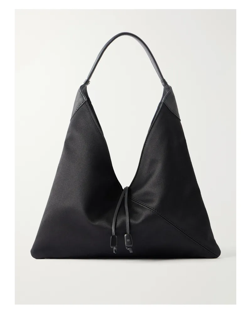 Hunting Season Origami Medium Leather-trimmed Satin Shoulder Bag - Black Black