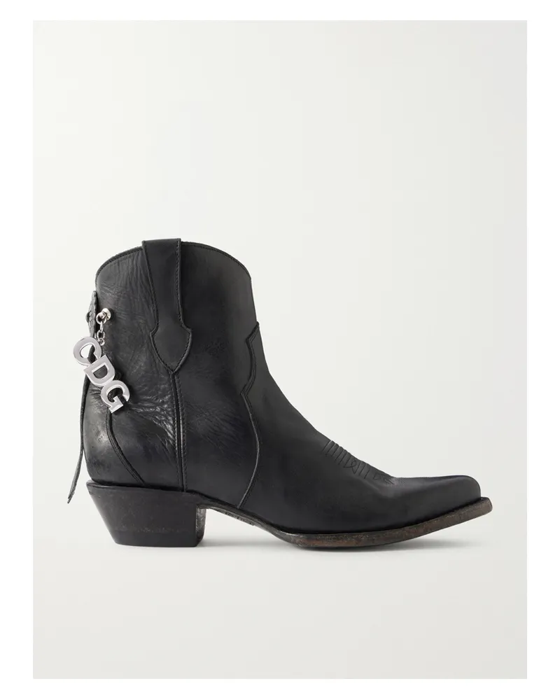 Comme des Garçons X Mexicana Embellished Leather Ankle Boots - Black Black