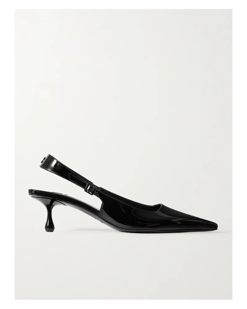 Jimmy Choo Amel 50 Logo-embellished Patent-leather Slingback Pumps - Black Black