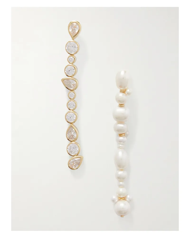 Completedworks Ohrringe Aus Recyceltem Gold-vermeil Mit Cubic Zirkonia Und Perlen Gold