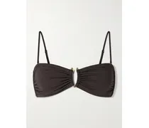 Embellished Ruched Bikini Top - Brown