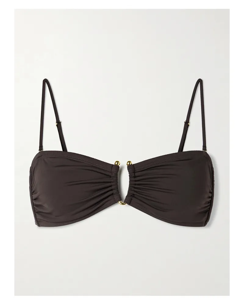 Nili Lotan Embellished Ruched Bikini Top - Brown Brown