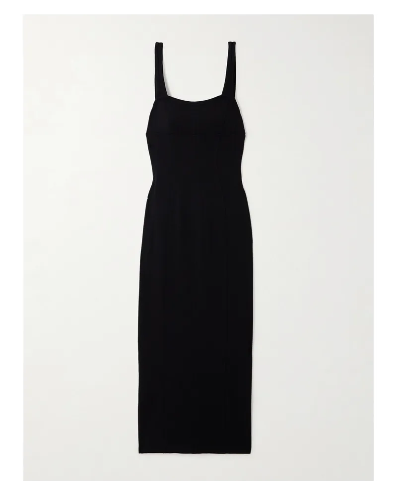 Helmut Lang Midikleid aus Ponte mit Cut-out Schwarz