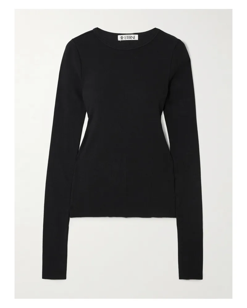 ÉTERNE Ribbed Jersey T-shirt - Black Black