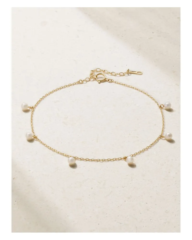 MIZUKI Fußkettchen Aus 14 Karat Gold Mit Perlen Gold