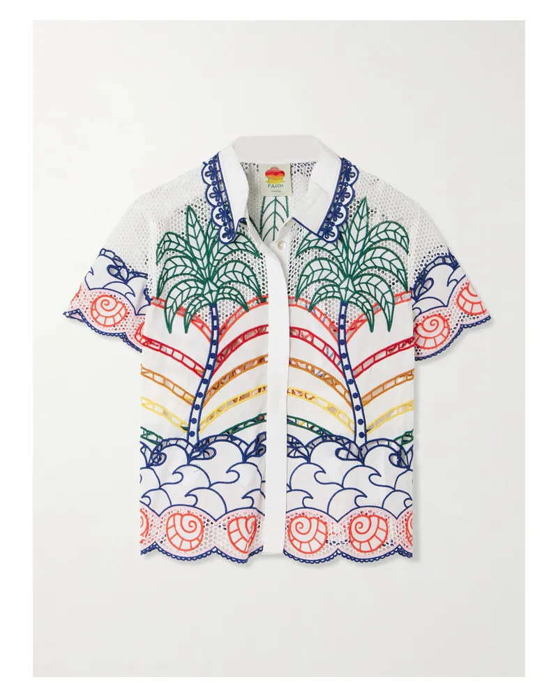 FARM Rio Hemd Aus Baumwolle Mit Richelieu-stickereien Und Wellenkanten - Weiß Weiß