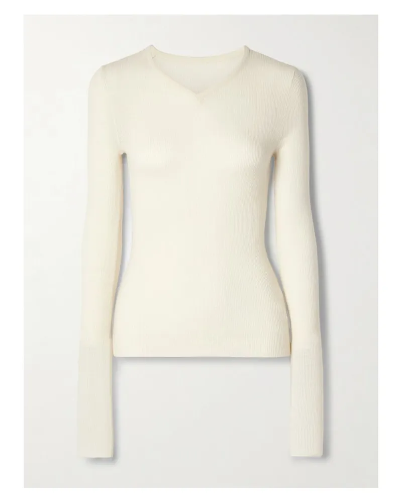 KHAITE Tania Oberteil Aus Einer Gerippten Wollmischung - Creme Creme